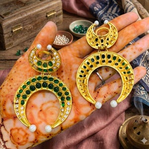 Handgefertigte Kundan Hoop Ohrringe für Frauen | Traditionelle indische Polki Ohrringe |