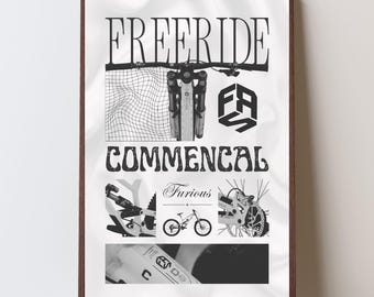 Commencal Furious Freeride Poster | MTB Wall Art | Downhill & Freeride Bike Print | Minimal Mountain Bike Decor