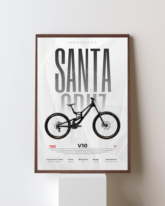 SANTA CRUZ ポスター Santa Cruz V10 Downhill Bike Poster | Printable MTB Wall Art