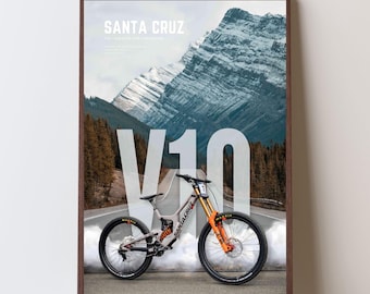 Santa Cruz V10 Downhill MTB Poster – Mountain Bike Wall Art – Digital Print for Cyclists & Bikers