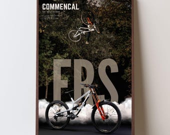 Commencal FRS Freeride Poster – Forest Drop – Mountain Bike Digital Art