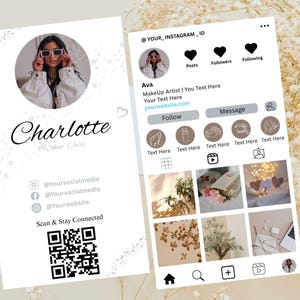 Instagram Business Card, Esthetician Templates, Aesthetic Ig Business Card, Qr Code Business Card, Modern Business Card Canva Template 2025