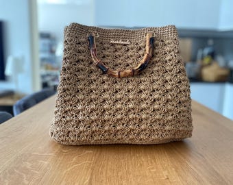 Bolso de crochet único hecho a mano - Elaborado con hilo de papel