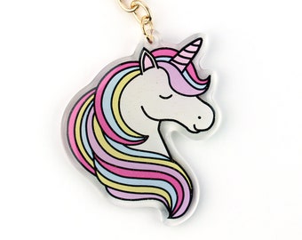 Glitter Unicorn Keychain | Acrylic Keychain with Glitter Epoxy | Unicorn Gift | Gift for Girls | Accessory | Unicorn Stocking Stuffer