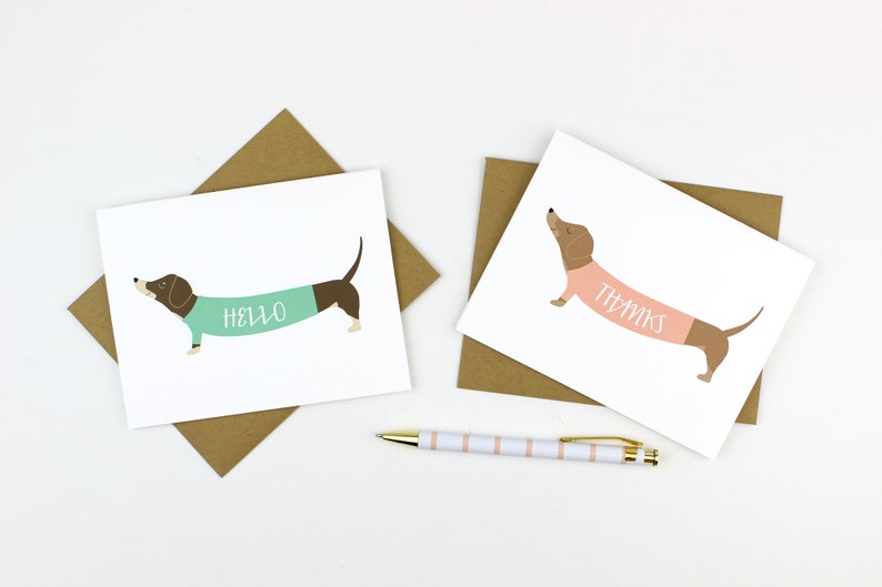 Dachshund in a Sweater Personalized Card Thank You Card Stationery Set of Thank You Cards Dachshund Stationery Just Because image 8