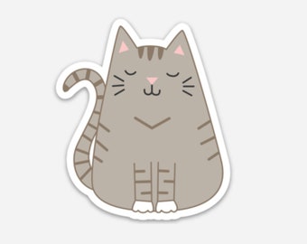 Gray Tabby Cat Vinyl Sticker | Sticker for Your Water Bottle, Journal, Laptop | Cat Lover | Cat Lady