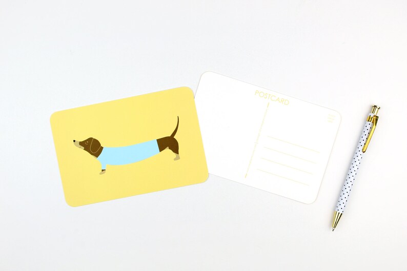 Dachshund Card Postcard Set Dachshund Postcard Dog Lover Stationery Dachshund in a Sweater Postcards Dog Postcard Greeting