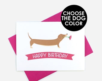 Happy Birthday Dachshund Card | Birthday Card | Personalized Dachshund Card | Dachshund Birthday Card | Physical Card | Dog Lover