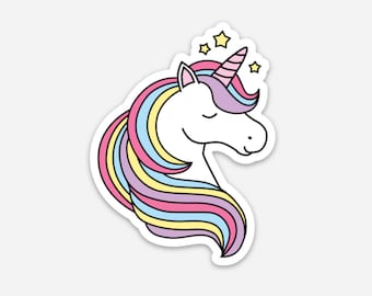 Unicorn Vinyl Sticker | Water Bottle Sticker | Laptop Decal | Planner Sticker | Pastel Unicorn |