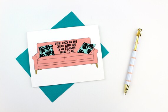Lazy On The Couch Card Love Card Anniversary Card Like Etsy