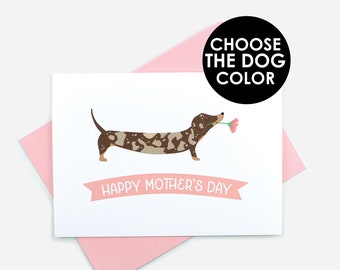 Happy Mother's Day Dachshund Card | Mother's Day Card | Personalized Dachshund Card | Dapple Dachshund | Physical Card | Dog Lover