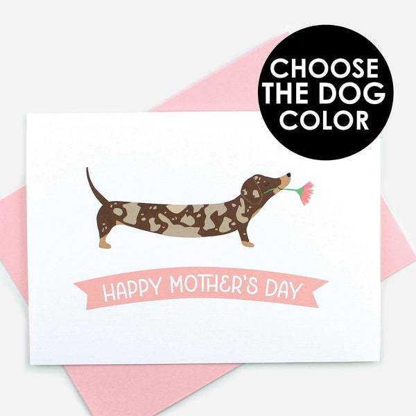 Happy Mother's Day Dachshund Card | Mother's Day Card | Personalized Dachshund Card | Dapple Dachshund | Physical Card | Dog Lover