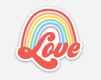 Rainbow Love Vinyl Sticker | Sticker for Your Water Bottle, Laptop, Journal | Pride Sticker | LGBTQ+