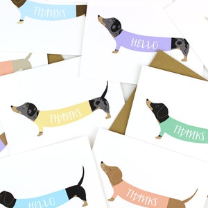 Dachshund in a Sweater Personalized Card Thank You Card Stationery Set of Thank You Cards Dachshund Stationery Just Because image 2