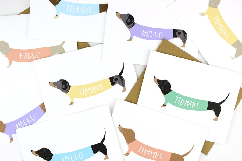 Dachshund in a Sweater Personalized Card Thank You Card Stationery Set of Thank You Cards Dachshund Stationery Just Because image 2