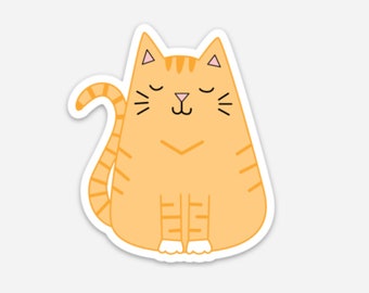 Orange Tabby Cat Vinyl Sticker | Sticker for Your Water Bottle, Journal, Laptop | Cat Lover | Cat Lady