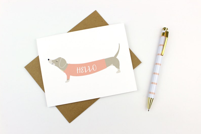 Dachshund in a Sweater Personalized Card Thank You Card Stationery Set of Thank You Cards Dachshund Stationery Just Because image 10
