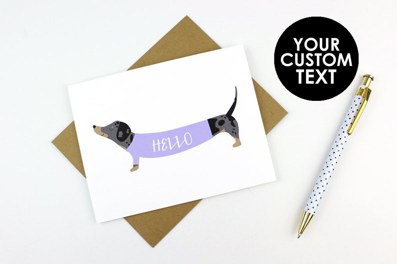 Dachshund in a Sweater Personalized Card Thank You Card Stationery Set of Thank You Cards Dachshund Stationery Just Because image 1