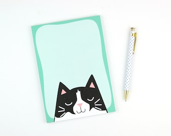 Cat Notepad | Tuxedo Cat | Checklist | Magnetic Notepad | To Do List | Grocery List | Cat Stationery