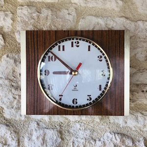 Mid-Century, Formica & Brass Wall Clock, by Jaz, Circa 70&#39;s