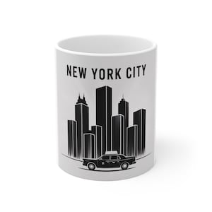 New York City Skyline Mug, Black and White Coffee Cup, Gift for New Yorkers, Travel Souvenir, Urban Decor