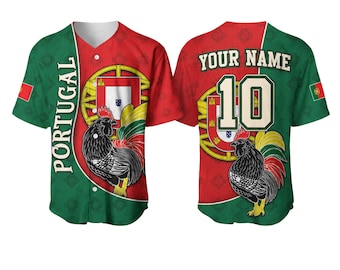 Camiseta de béisbol personalizada de Portugal, camiseta con la bandera portuguesa con nombre y número personalizados, unisex.