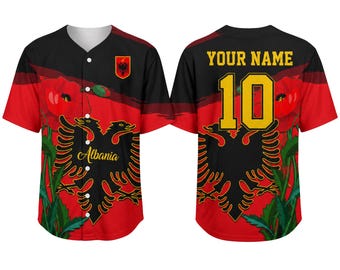 Camiseta de béisbol personalizada de Albania, camiseta con la bandera albanesa, regalo unisex de la herencia albanesa.