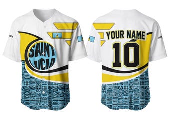 Camiseta de béisbol personalizada de Santa Lucía, camiseta con nombre y número personalizados, regalo unisex del Orgullo