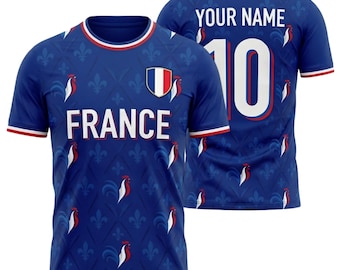 Camiseta de fútbol francesa personalizada, camiseta de fútbol de Francia personalizada para hombres y mujeres.