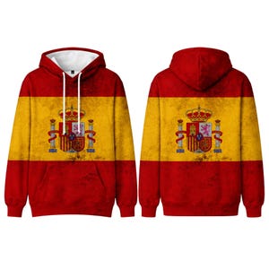 Sweat à capuche drapeau de l'Espagne, impression 3D, pull aux armoiries de l'Espagne, idée cadeau pour l'Espagne