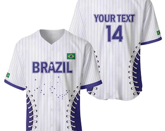 Camiseta de béisbol de Brasil personalizada, camiseta brasileña con nombre y número personalizados, regalo unisex