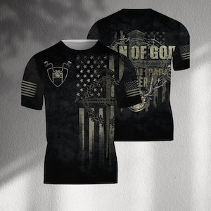 Man of God Biker T-Shirt: Christian American Flag Graphic Tee