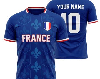 Camiseta de fútbol de Francia personalizada, camiseta de fútbol francesa personalizada para aficionados (hombres y mujeres).