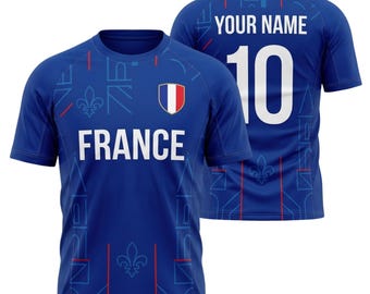 Camiseta de fútbol de Francia con nombre y número personalizados, camiseta de fútbol francesa para hombres, mujeres y niños.