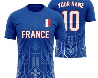 Camiseta de fútbol francesa personalizada con nombre y número, uniforme de fútbol de Francia para hombre y mujer.