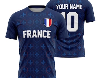 Camiseta de fútbol de la selección francesa personalizada, camiseta de fútbol francesa a medida para adultos