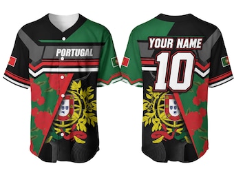 Camiseta de béisbol personalizada de Portugal, nombre y número personalizados, camiseta unisex con el orgullo portugués.