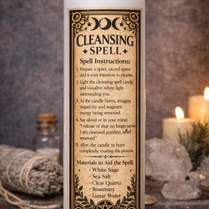 Cleansing Spell Candle – Purify Energy, Remove Negativity, Spiritual Ritual image 3
