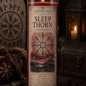 Sleep Thor Rituelle Kerze, Svefnþorn Sigil, Isländische Volksmagie, erholsamer Schlaf