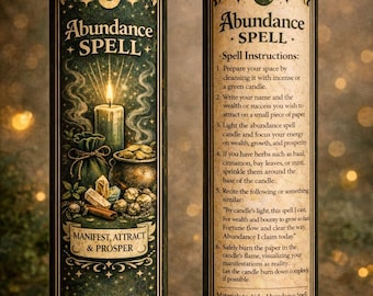 Abundance Spell Prayer Candle, Ritual for Wealth, prosperity, manifestation and Success