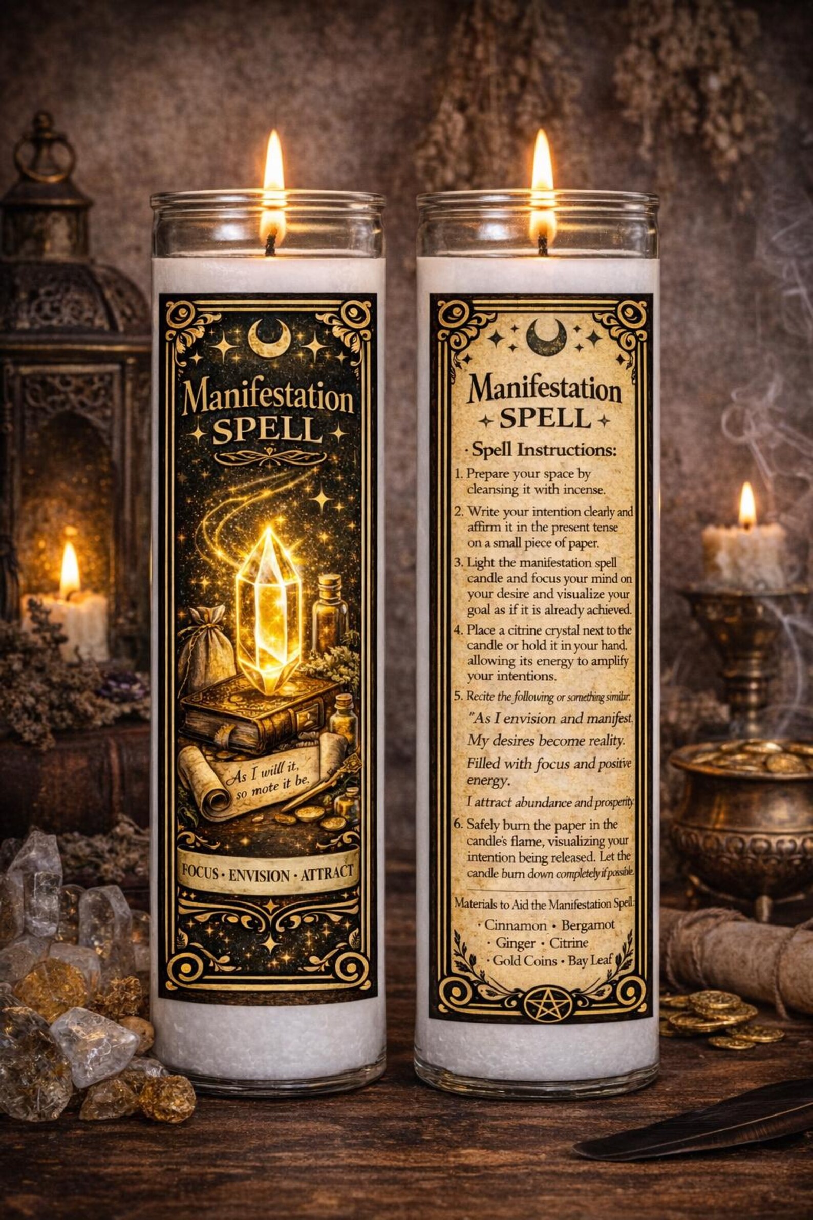Manifestation Spell Prayer Candle for Focus, Intention, and Goal ...