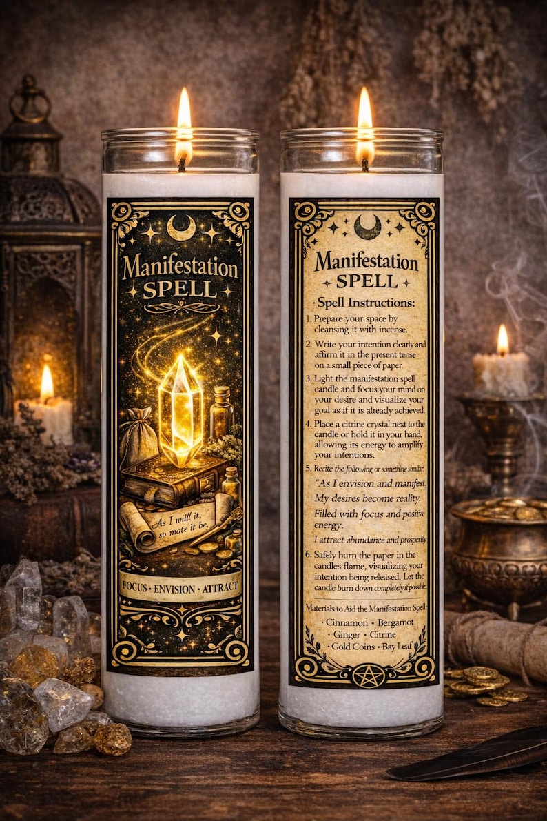 Manifestation Spell Prayer Candle for Focus, Intention, and Goal ...