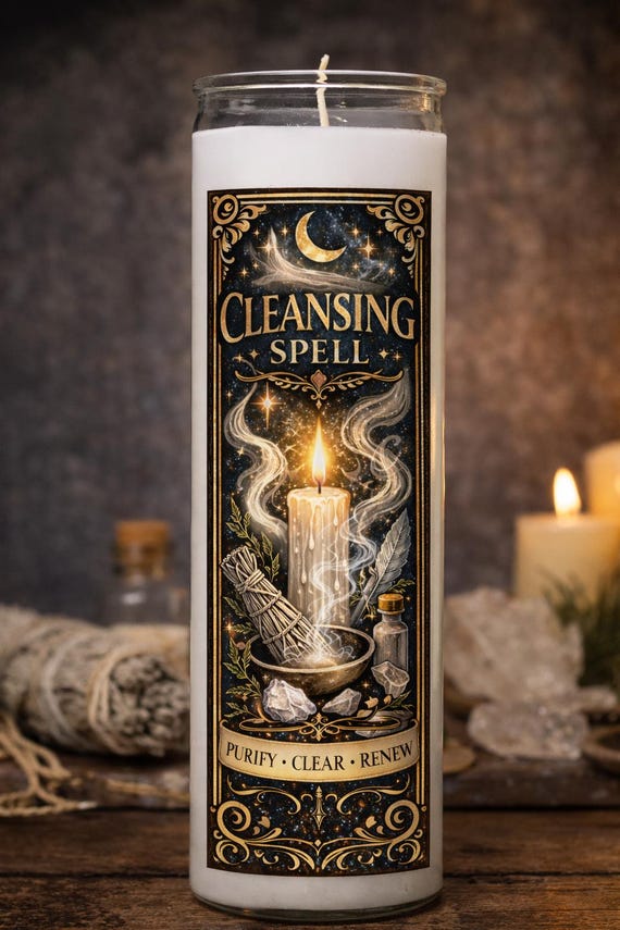 Cleansing Spell Candle – Purify Energy, Remove Negativity, Spiritual Ritual