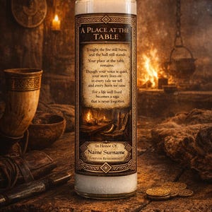 A Place at the Table Viking Memorial Candle | Personalized Norse Remembrance
