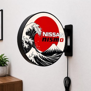 Letreiro luminoso Nissan Nismo, lâmpada LED de dupla face, decoração de parede para garagem, presente para fãs de carros japoneses JDM GT-R, luminária para garagem/oficina, automobilismo