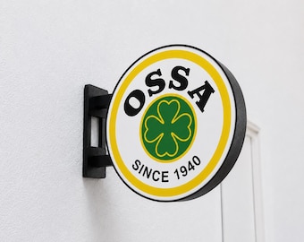 OSSA LED Light Sign | Double Sided Illuminated Garage Wall Decor | 3D Printed Workshop Sign | Vintage Motorcycle Decor