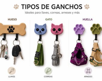 Portachiavi e porta guinzaglio per animali domestici | Organizer da parete per cani e gatti | Decorazione stampata in 3D | Gancio per pettorina