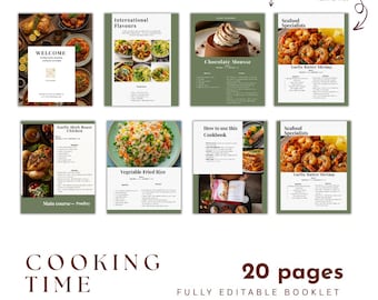 Editable Cookbook Template: 20-Page Recipe E-Book Canva (PDF)