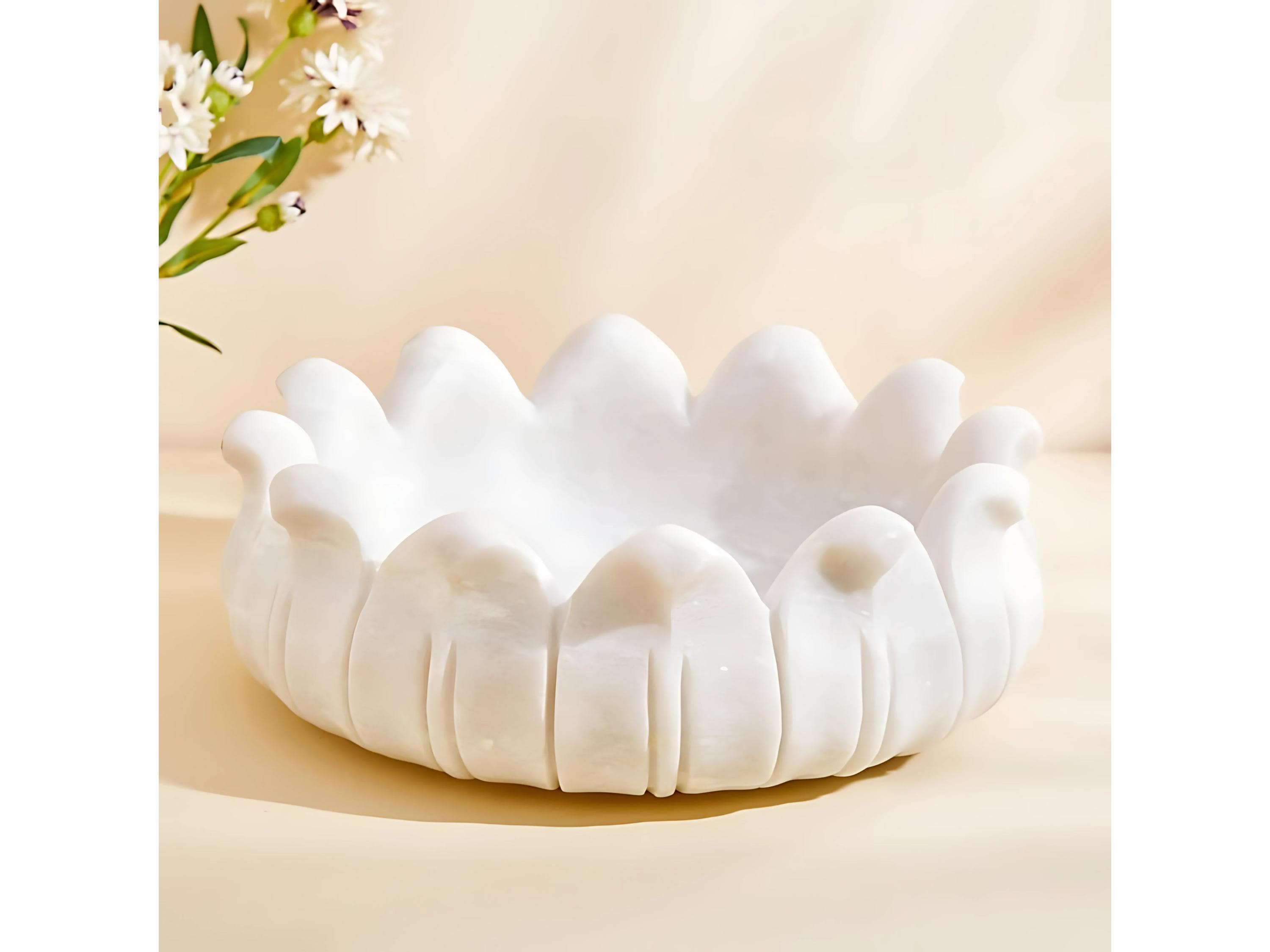 White Marble Bowl Lotus - Etsy