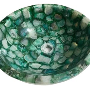 Green Agate Bathroom Sink | Handmade Natural Gemstone Washbasin | Luxury Vessel Vanity Bowl | Artistic Stone Basin for Bathrooms